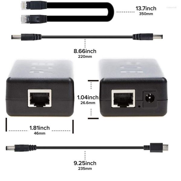 Equipamento de fibra óptica 2x divisor poe 5v 4a para jetson nano raspberry pi 4 e mais-ativo para barril jack ou gigabit