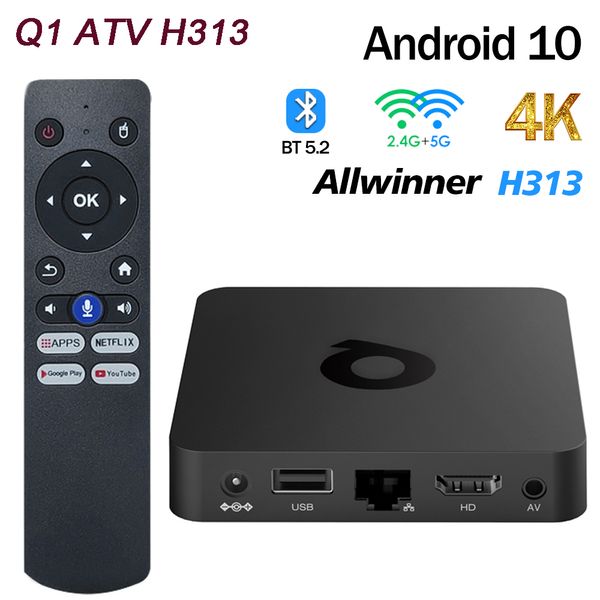 Q1 ATV H313 Android 10 Smart TV Box Allwinner H313 2GB 16GB 2G 8G Dual Wifi AndroidTV BT5.0 4K HD Set Top Box Lettore multimediale