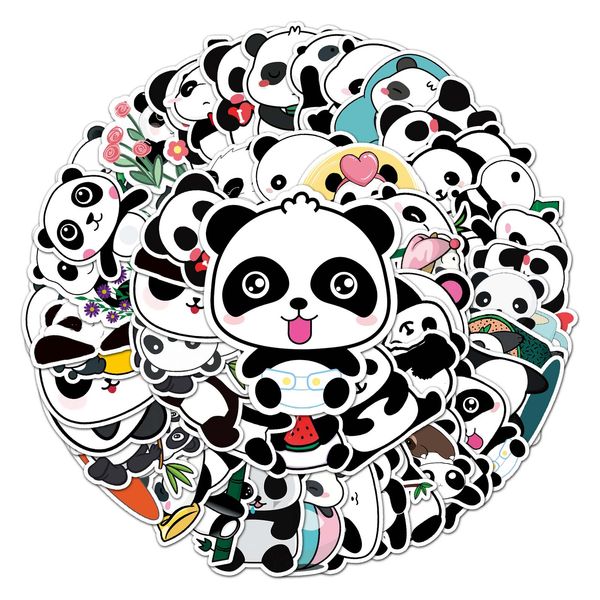 50 pezzi di cartone animato panda creativo graffiti adesivo impermeabile PVC diario skateboard decorazione auto fai da te