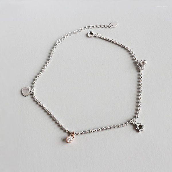 Ножные браслеты, корейский модный браслет из стерлингового серебра 925 пробы, ювелирные изделия, цепочка для ног с кристаллами для женщин и девочек, S925, браслет на щиколотку