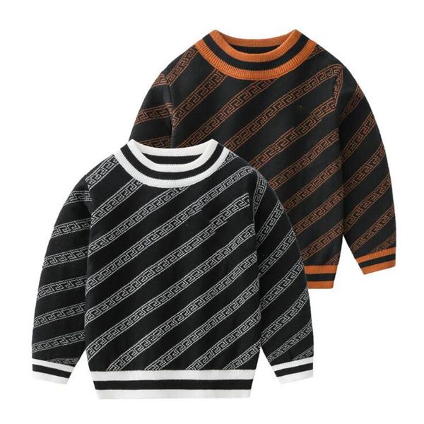 Ritratto della testa stampato neonati maschi maglioni primavera autunno bambini pullover di marca bambini maglione lavorato a maglia pullover a righe bambino 232w