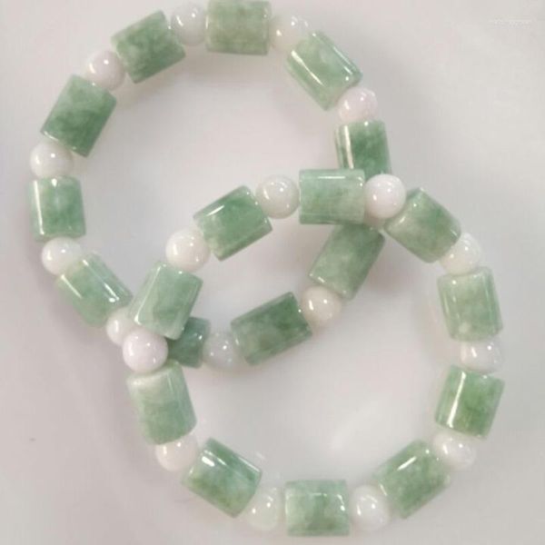 Strang Natürliches Myanmar Jade Armband Für Frauen Männer Jadeit 15mm Perlen Armbänder Stein Armreif