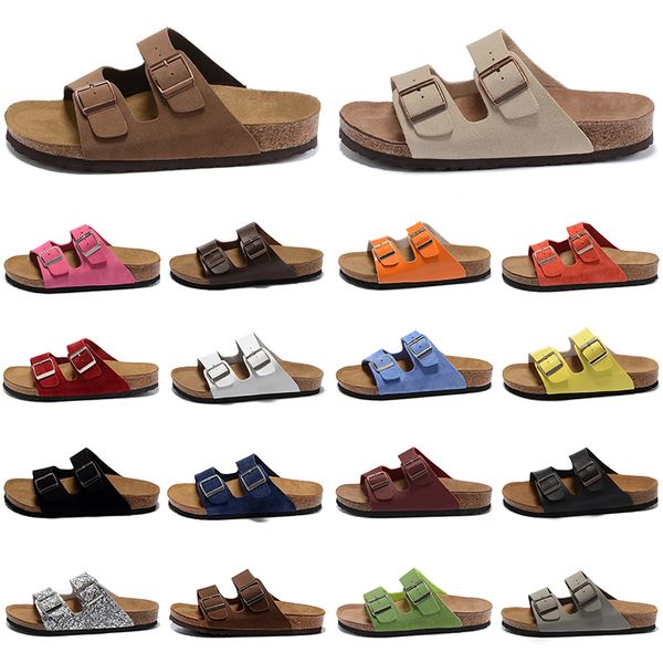 2023 Birkens Stocks Hausschuhe Sandalen Berühmte Designer Pantoletten Damen Herren Mode Sommer Outdoot Indoor Plattform Leder Flats Sliders Schnalle Riemen Flip Flops