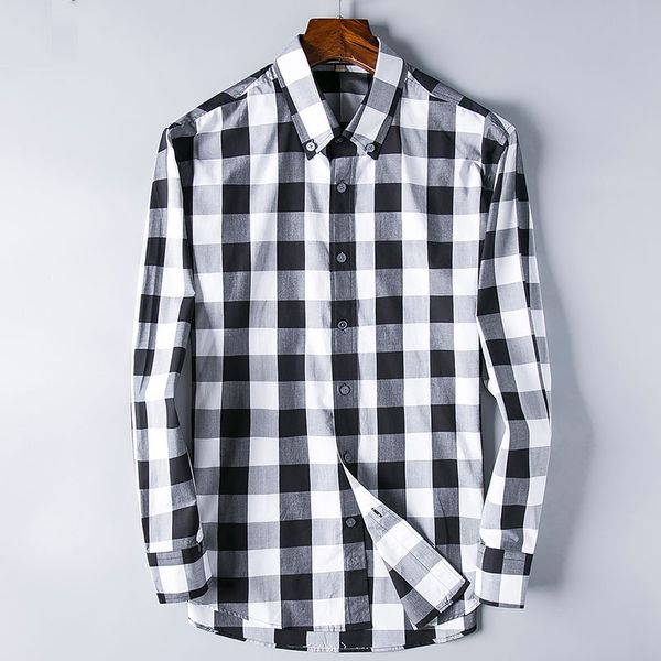 Мужская модная деловая рубашка Burry Men Camisas De Hombre, полосатый клетчатый принт с длинными рукавами и лацканами, деловой универсальный топ