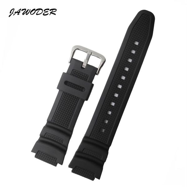 Jawoder pulseira de relógio de borracha de silicone preto 25mm pulseira para casio AE-1000w AQ-S810W SGW-400H SGW-300H esportes relógio strap284p