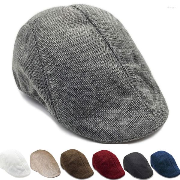 Бейсбольные кепки, модные мужские кепки на плоской подошве, винтажные однотонные повседневные осенние береты, мужские льняные шапки в стиле Гэтсби, подарки в британском стиле «утконос»