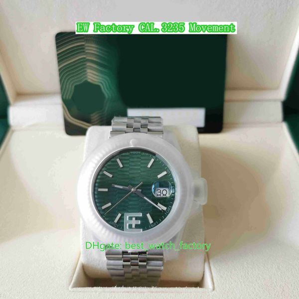 EW Factory Mens Watch Top Quality 41mm 126334-0030 Presidente 904L Aço Menta Verde Dial Relógios CAL.3235 Movimento Mecânico Automático Masculino Relógios de Pulso
