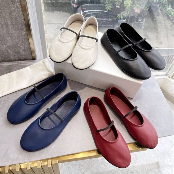 A linha sapatos designer de balé sapatos planos femininos dedo do pé redondo formal casual confortável moda barco sapatos mocassins para mulher