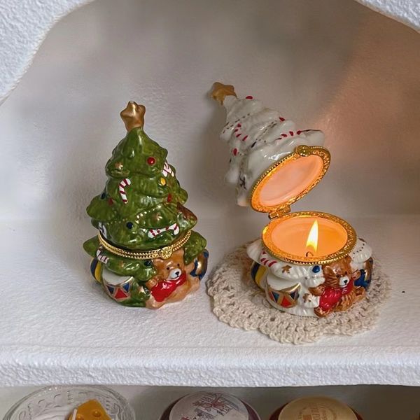 Ursinho Árvore de Natal Vela de Aromaterapia Sem Fumaça Sle ep Ai d Decoração Decoração Fofa