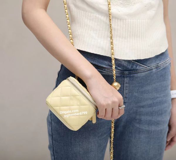 Designer mini saco cosmético 10a qualidade superior mulheres luxo moda bola dourada bolsa de corrente senhora high end bolsa de ombro imitação 18cm crossbody saco embreagem bolsa com caixa