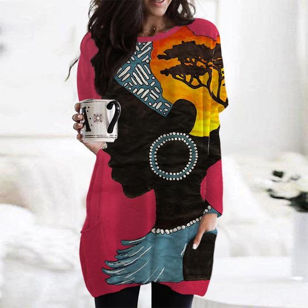 Kadın Hoodies 2023 Sonbahar 3D Portre Baskı Yuvarlak Boyun Sweatshirt Moda gevşek Sokak Hip Hop y2k Vahşi Üst Giyim