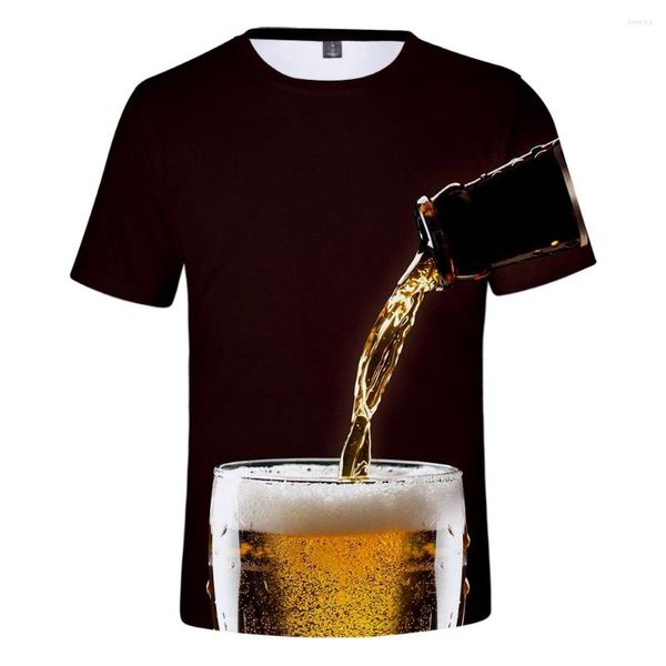 Homens camisetas Harajuku 3D Beer Day Camisa Homens Mulheres Casual Impressão Manga Curta Verão Plus Size Preto Tops