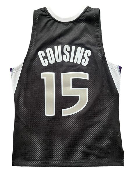SL 2011-2012 #15 DeMarcus Cousins King Basketball Jersey Sacramento Mitch e Ness Browback Black Size S-xxxl
