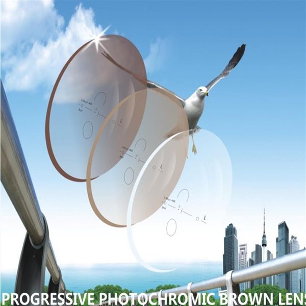 Reçeteli Pokromik Kahverengi Gri Progresif Lens 1 56 HMC EMI 12mm14mm Koridor Muti-Optik 2726