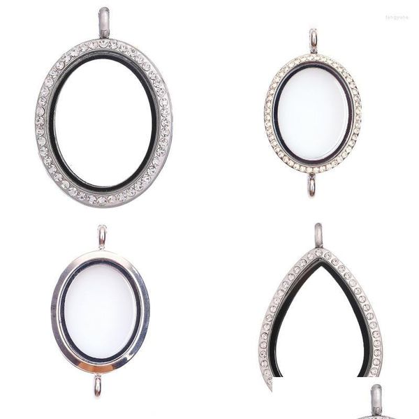 Kolye Kolyeleri 10 PCS Alaşım Kristal Geometrik Cam Po Oval Yüzen Mücadele Yaşam Bellek El Yapımı Takı Damlası Teslimat Dhqyu