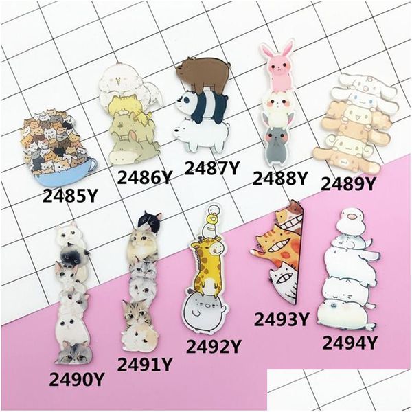 Pins Broschen Großhandel - Acryl Brosche Pins Katze Hund Giraffe Frauen Männer Schmuck Schuhe Paket Kleidung Zubehör Japan Harajuku Bad Otpwd