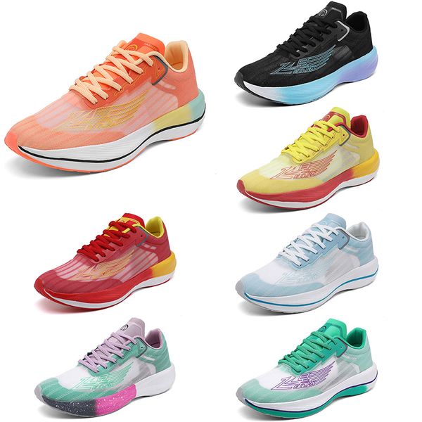 Chaussures de course multicolores respirantes pour hommes et femmes, baskets de sport de plein air, noir, bleu, orange, rouge, vert, jaune