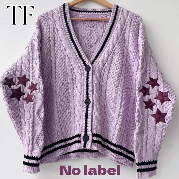 Mulheres Knits Tees TF Outono Mulheres Estrela Rosa Cardigan Malha Suéteres Moda Quente Swif T Sweater Cardigans Mujer Tay V-Neck Lor Sweater 230912