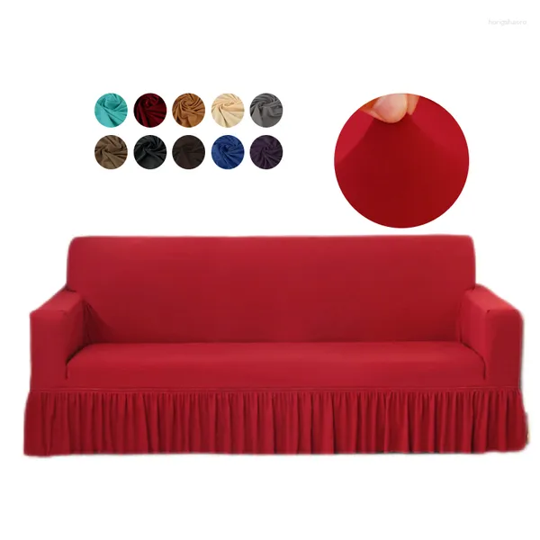 Cadeira cobre sólido elegante estiramento sofá capa amor assento sofá spandex elástico slipcover protetor com saia 1 2 3 4 lugares