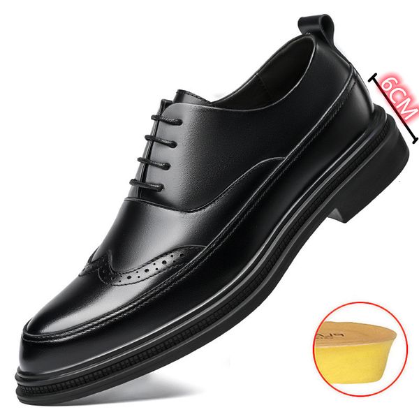 Sapatos de vestido Altura Aumentando Mens Casamento Brogue Heel Homens Negócios Elevador Moda Homem Elevador Sapato Oxford 230912