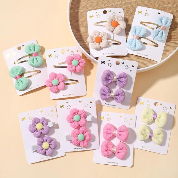 Accessori per capelli 8 pz/set carino tessuto fiore fiocco coppia clip bambino copricapo per bambini set ragazza tornante temperamento all'ingrosso