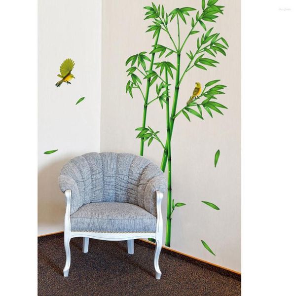 Adesivos de parede bambu sala de estar sofá tv fundo decoração quente sacos de estudo gota