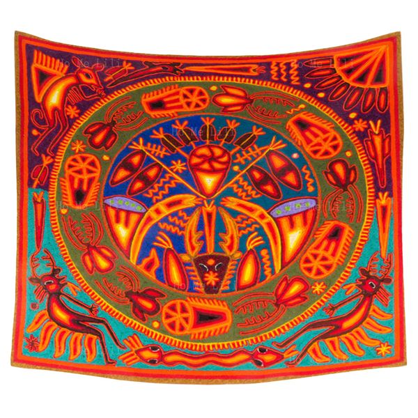 Tapeçarias Retro Mexicano Jalisco Cultura Nativa Arte Popular Huichol Pinturas de Fios Coloridos Tapeçaria de Ho Me Lili para sala de estar Decoração de casa 230912