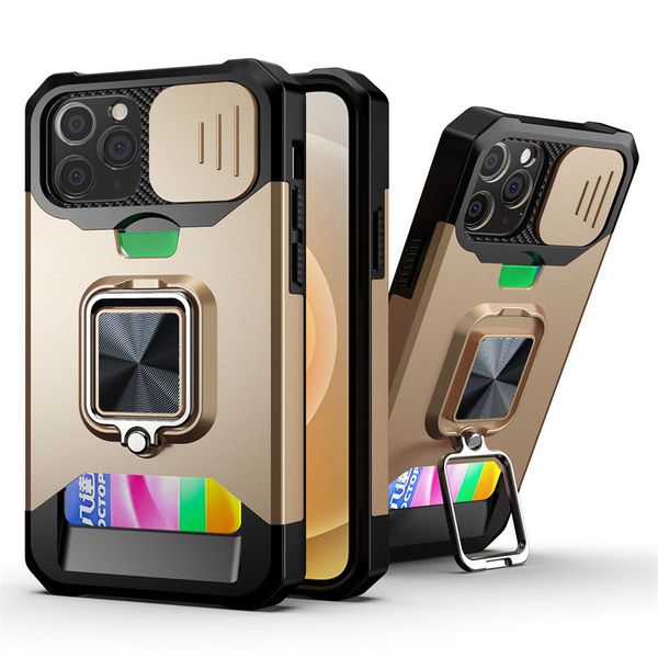 Capas de telefone da moda para iphone 15 plus 14 promax 13 12 celular anti-queda casais cobre anel de dedo plug-in design premium capa de proteção de câmera deslizante capa de maçã