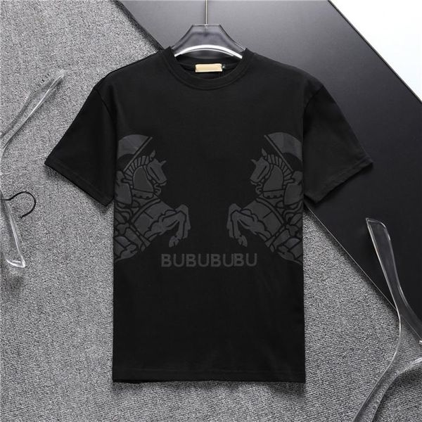 Camiseta masculina de designer de luxo britânico Knight Print Tees preto e branco disponível em tamanhos M-3XL283f