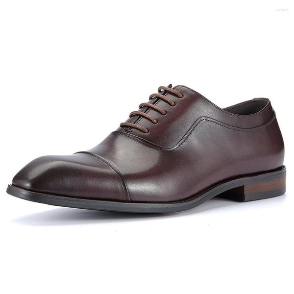 Sapatos de vestido estilo europeu e americano artesanal masculino couro genuíno oxford confortável negócio formal camada superior de couro