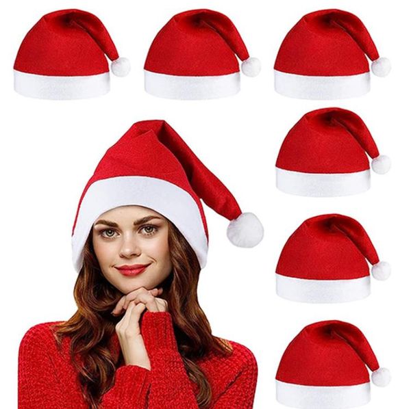 Chapéu de papai noel ultra macio de pelúcia cosplay vermelho chapéus de natal decoração de ano novo adultos crianças natal casa jardim festa chapéus sn4468
