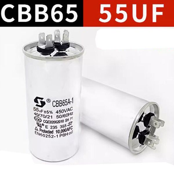 10 шт. CBB65 55 мкФ конденсатор двигателя кондиционера компрессор пусковой конденсатор 450 В