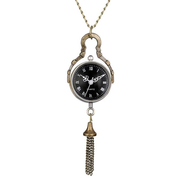 Antigo vintage mini bola de vidro bull eye design relógio de bolso quartzo analógico display relógios colar corrente para homens feminino gift271r