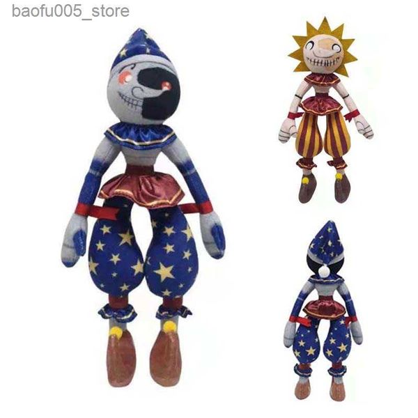 Bonecas de pelúcia Kawaii Plushie Sundrop FNAF Brinquedos de pelúcia Soft Stuffed Clown Moon Sun Cartoon Horror Game Dolls para Kid Home Decor Presente de aniversário Q230913