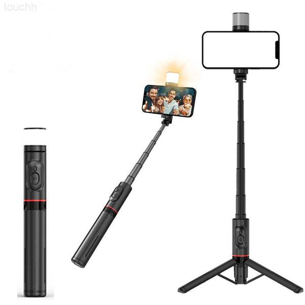 Monopiedi per selfie Q12S NUOVO Telefono portatile senza fili Bluetooth Treppiede telescopico per selfie con luce di riempimento per Huawei iPhone Android L230913