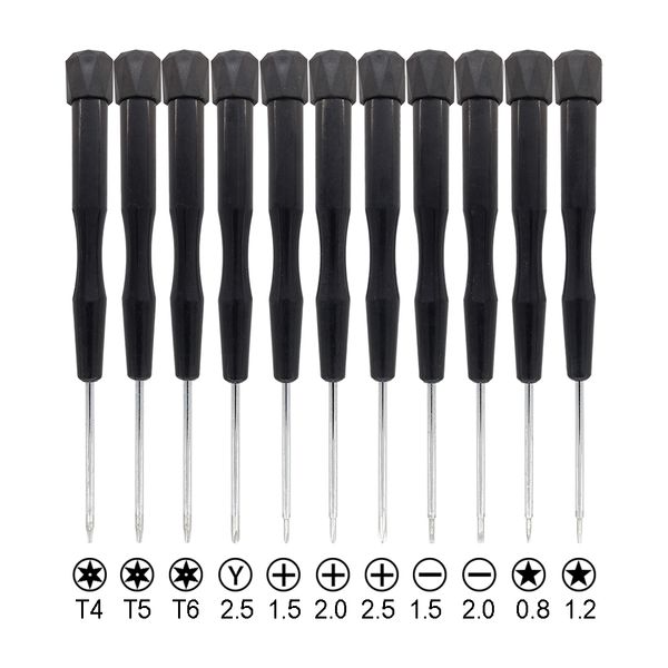 Yeni 142mm Siyah Plastik Dönebilir Töbağa Torumda Torx Anahtar T4 T5 T6 0.8 1.2 Pentalobe 1.5 Phillips 2.5 Y tornavida 500pcs/lot