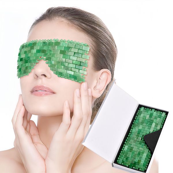 Masque pour les yeux en pierre de jade 100 % naturelle, thérapie chaude ou froide, masque facial en jade, élimine les cernes noirs, les bulles sous les yeux, détend la fatigue oculaire, outils de beauté, cadeau