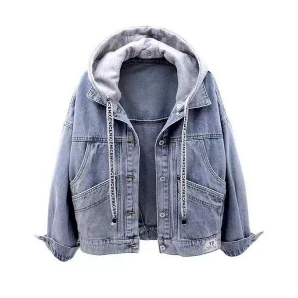 Damenjacken Deeptown Blue Denim Jacke Frauen Koreanische Mode Reißverschluss Mit Kapuze Jean Jacken Weibliche Streetwear Kpop Outwear Lose Ästhetische Mäntel 230912