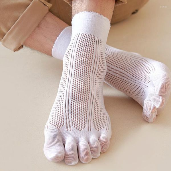 Мужские носки летние тонкие мужские нейлоновые носки с полой сеткой, однотонные винтажные повседневные дышащие дезодоранты с шелковым носком, свободные Sokken