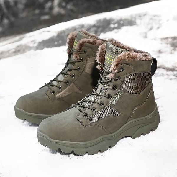 Scarpe eleganti invernali Stivali militari da uomo verdi di alta qualità Peluche Stivali da neve caldi da uomo Antiscivolo Resistenza all'usura Taglia maschile all'aperto 3947 230912