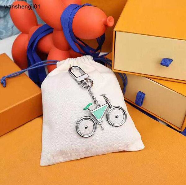 Homem mulher chave alta anéis bicicleta 23ss qualidade marca metal saco de bicicleta decoração pingente chaveiros casal presentes chaveiro incluindo correntes de caixa