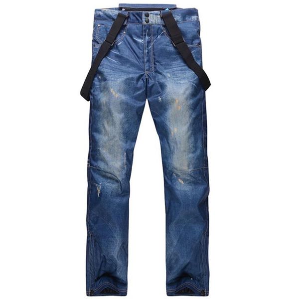 Herren Jeans Denim Snowboard Hosen Winter Hosenträger Ski Skate Snowboard Wasserdicht Winddicht Warm Verdickt Skifahren313x