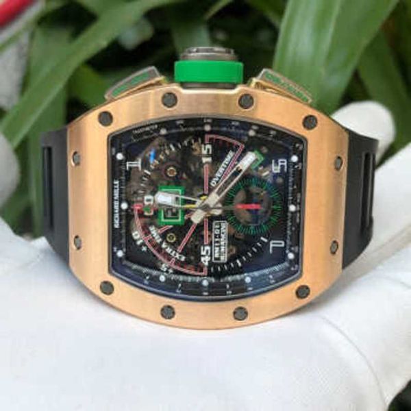 Relógio automático Richaer Mileres Swiss Made Mecânico Masculino 50x427mm Relógio Masculino Rm11-01 Rose Side Titanium Mancini Limited HBCA XGW7B