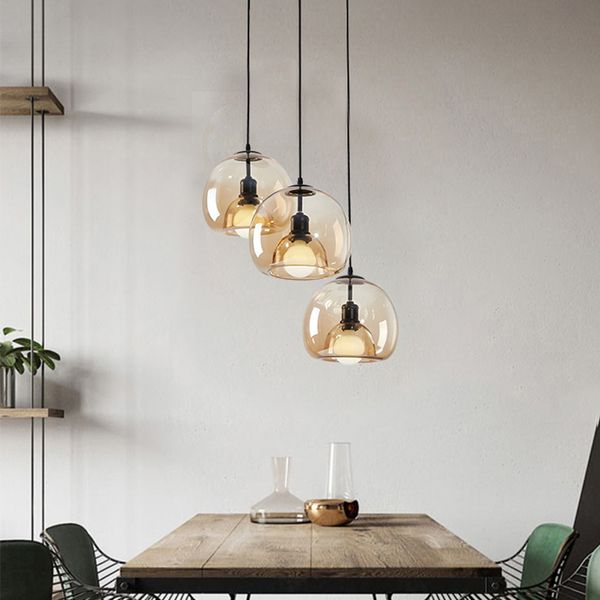 Sala de jantar lâmpada nórdica bar de cozinha decoração de casa iluminação lustres de vidro lustres de lustre de lustre lâmpada pendente longa
