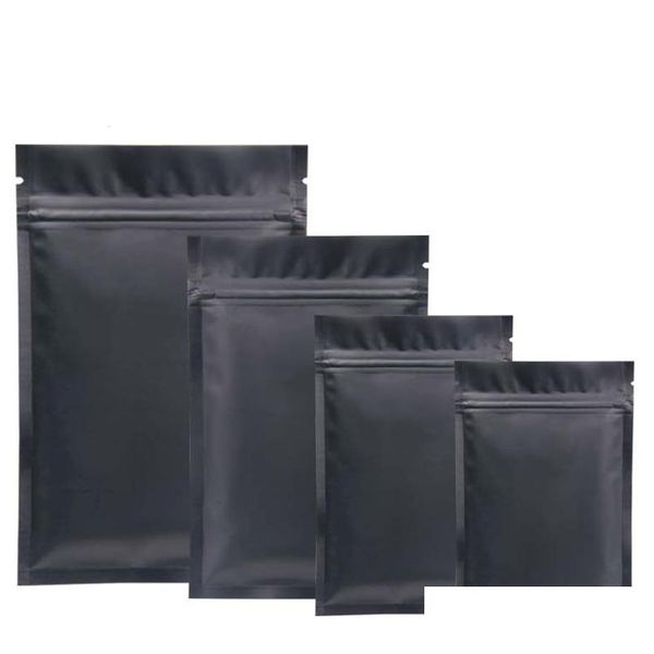 Bolsas de embalagem Bolsa de zíper de alumínio Mylar Black Mylar para armazenamento de alimentos a longo prazo Proteção de dois coloridos laterais dr dh4xp
