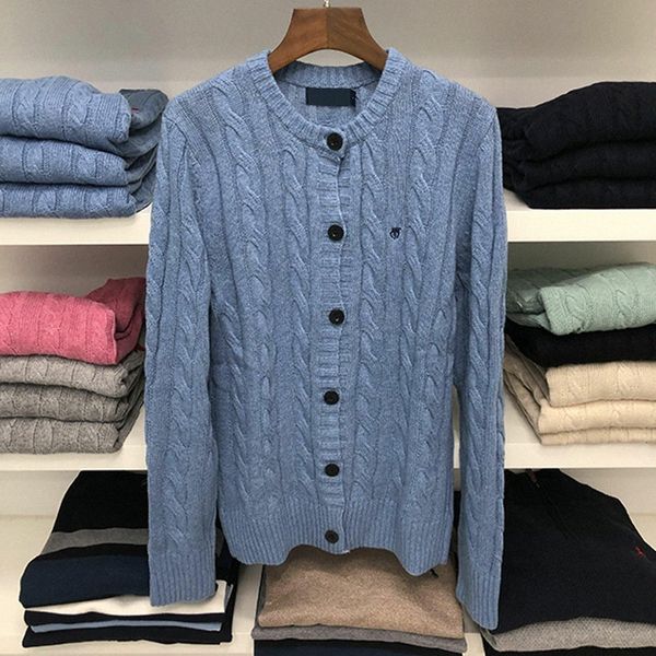 Lüks Sonbahar ve Kış Kadın Sweaters Tasarımcısı Ralph Yuvarlak Boyun Sweater Twist Pullover Pony Nakış Üstü Laurens G2CI#