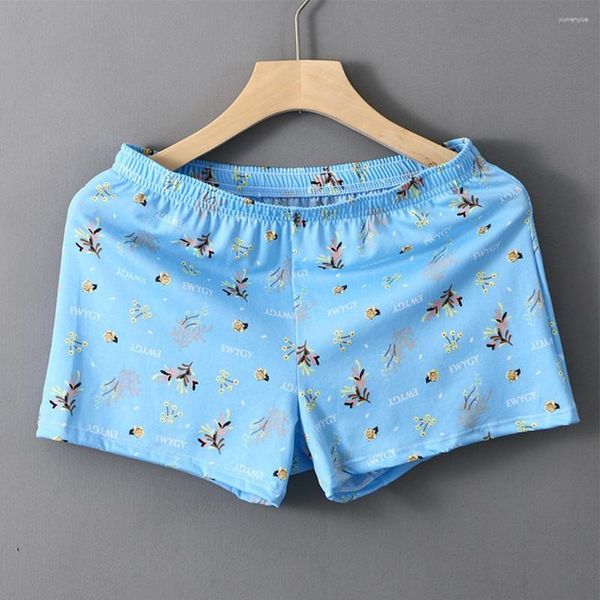 Cuecas masculinas boxer sexy gelo seda sem costura cuecas bolsa elasticidade cintura roupa interior solta shorts troncos macio casual roupa de banho