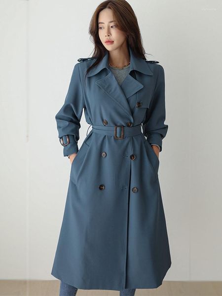 Mulheres Trench Coats Primavera Elegante Moda Longa Jaqueta Mulheres Casaco Clássico Profissional Formal Business OL Outerwear Femme Windbreaker