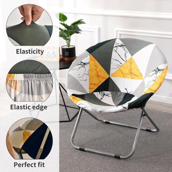 Capas de cadeira redonda lua pires capa elástica preguiçosa dobrável para quarto assento slipcovers protetor ao ar livre