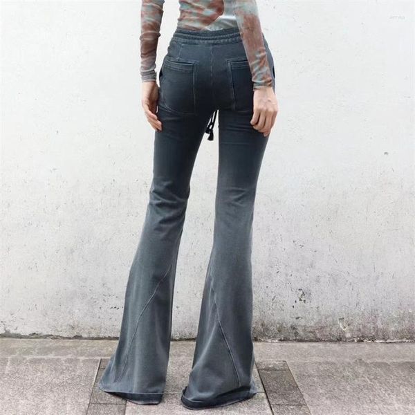 Frauen Hosen Jeans 2023 Herbst Koreanische Mode Low Rise Schlank Anliegende Schlaghosen Vintage Waschen Reine Baumwolle Hosen